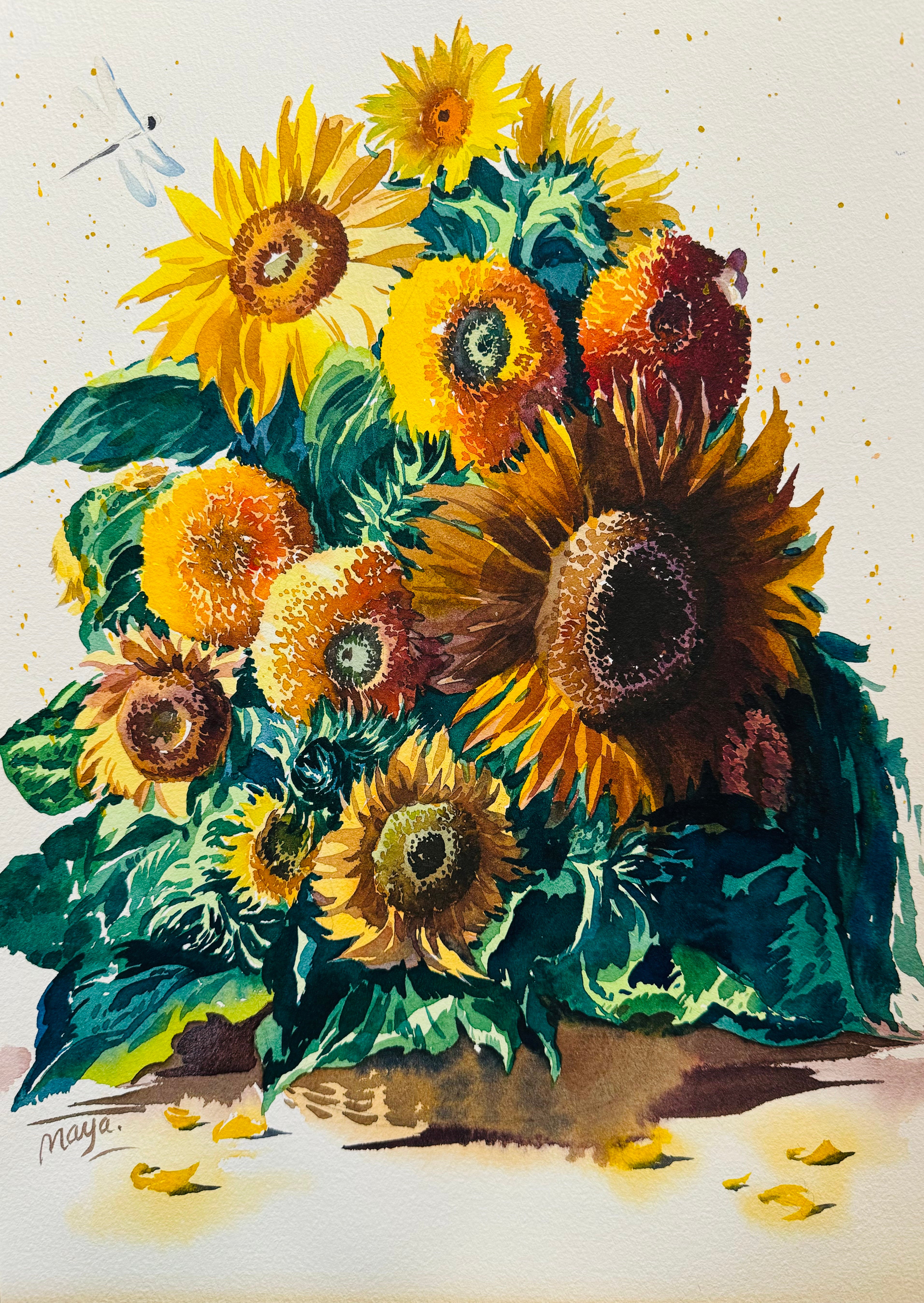 Original Watercolour Painting – "Sunflower Harvest"