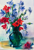 Vibrant Floral Red & Blue Bouquet