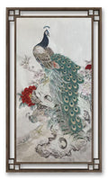 Peacocks Perched on Garden Stone