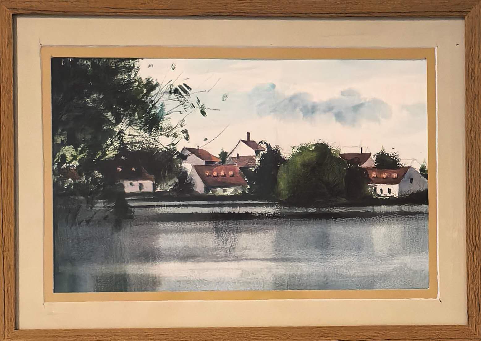 Lakeside Village - Watercolour painting
